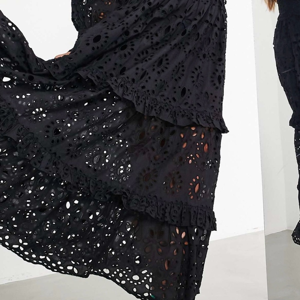 ASOS Black Eyelet Maxi Dress